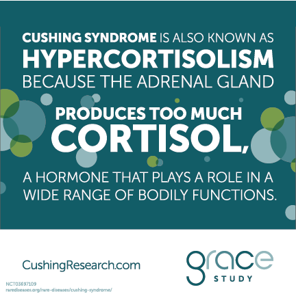 Cushing syndrome is also known as hypercortisolism because the adrenal gland produces too much cortisol, a hormone that plays a role in a wide range of bodily functions.